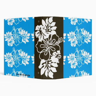 Aqua Blue & White Hawaiian Hibiscus Flower Binder