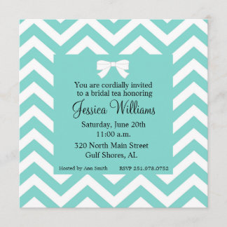 Aqua Blue & White Invitation