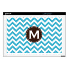 Aqua Blue White Monogram Chevron Pattern