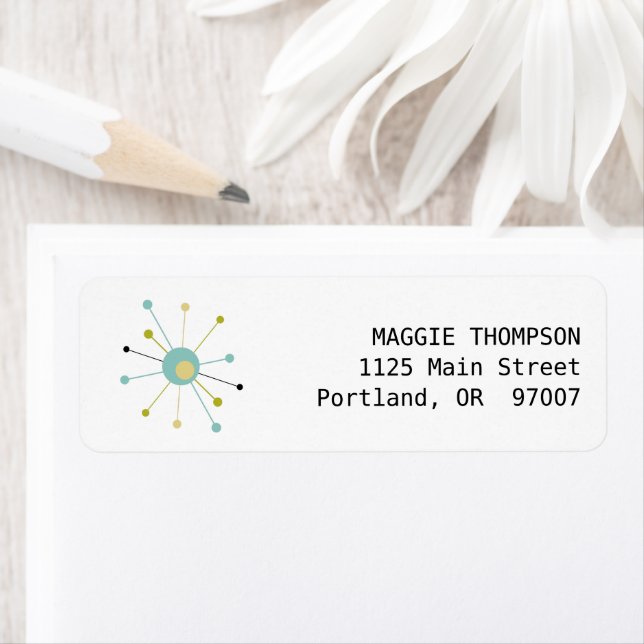 Aqua Blue Yellow Atomic Starburst Mid Century (Insitu)