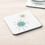 Aqua Blue Yellow Franciscan Starburst Mid-Century Coaster<br><div class="desc">This fabulous mid century modern drink coasters feature Franciscan Starbursts in the colours of aqua blue and yellow which will add a colourful splash to your coffee table!</div>