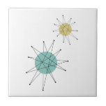 Aqua Blue Yellow Franciscan Starburst Mid Century Tile<br><div class="desc">This fabulous mid century modern ceramic tile feature Franciscan Starbursts in the colours of aqua blue, yellow, and black which will add a fun splash to your tiling project!</div>
