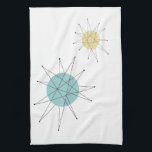 Aqua Blue Yellow Franciscan Starburst Midcentury Kitchen Towel<br><div class="desc">This fabulous mid century modern kitchen towel features Franciscan starbursts in blue and yellow. Make a retro statement in your kitchen decor!</div>