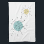 Aqua Blue Yellow Franciscan Starburst Midcentury Kitchen Towel<br><div class="desc">This fabulous mid century modern kitchen towel features Franciscan starbursts in blue and yellow. Make a retro statement in your kitchen decor!</div>