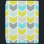 Aqua Blue Yellow Grey Geometric Chevron Pattern iPad Smart Cover<br><div class="desc">Stylish geometric chevron pattern with lemon yellow,  aqua blue,  mint blue and grey colours.</div>