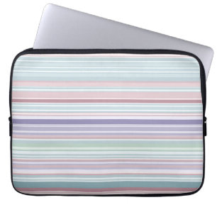 Aqua, Blush and Lavender Stripes Laptop Sleeve