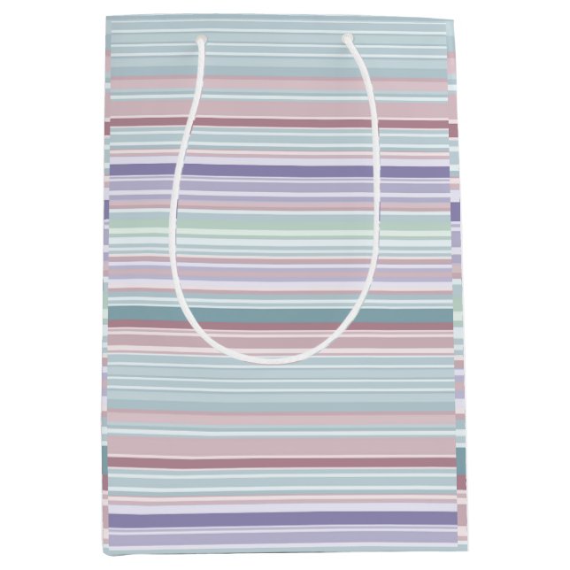 Aqua, Blush and Lavender Stripes Medium Gift Bag (Front)