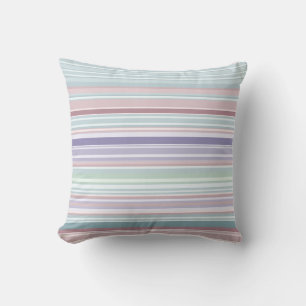 Aqua, Blush and Lavender Stripes Throw Pillow