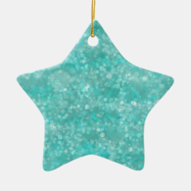 Aqua Bokeh Ceramic Ornament (Front)