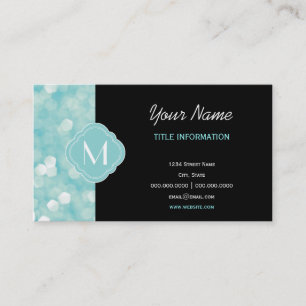 Aqua Bokeh Lights Glitter Sparkles Business Card