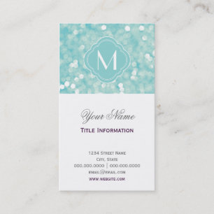 Aqua Bokeh Lights Glitter Sparkles Business Card