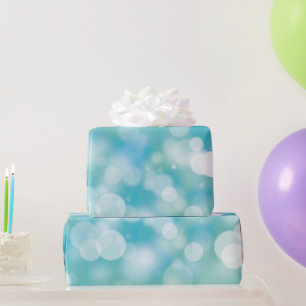 Aqua Bokeh Party Lights Wrapping Paper