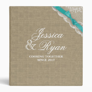 Aqua Bow and Lace Look Design Recipe Binder