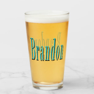 Aqua Brandon Name Logo, Glass