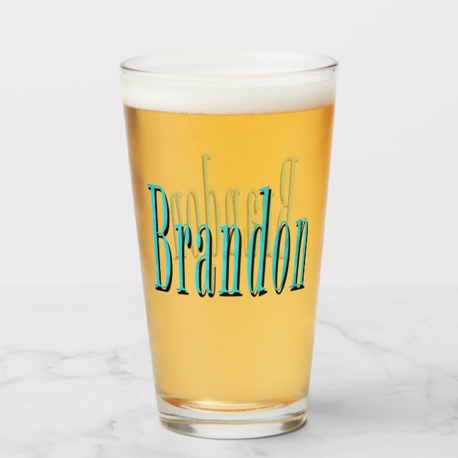 Aqua Brandon Name Logo, Glass (Front Filled)