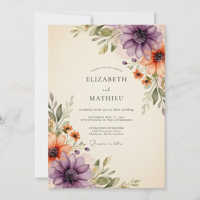 Aqua Breezy Summer Wedding Invitation (Front)