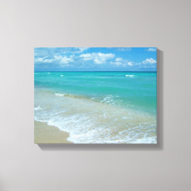 Aqua Bright Blue Beach Waves Canvas Print (Front)