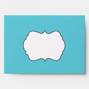 Aqua, Brown, and White Damask Linen A7 Envelope