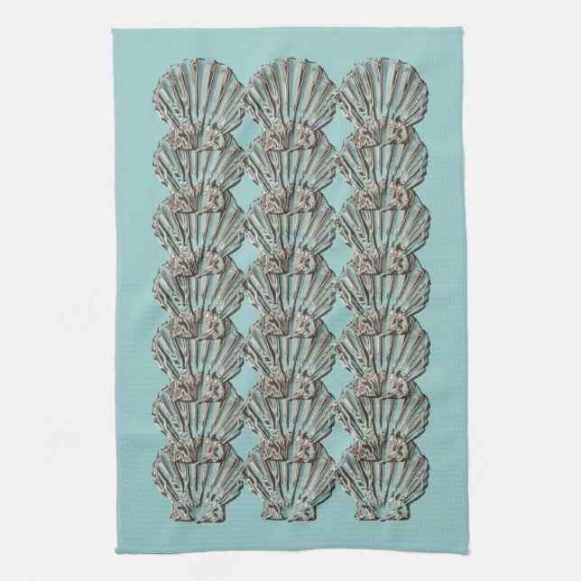 Aqua brown beach kitchen towel (Vertical)