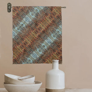 Aqua Brown Beige Tan Abstract patterned Kitchen Towel