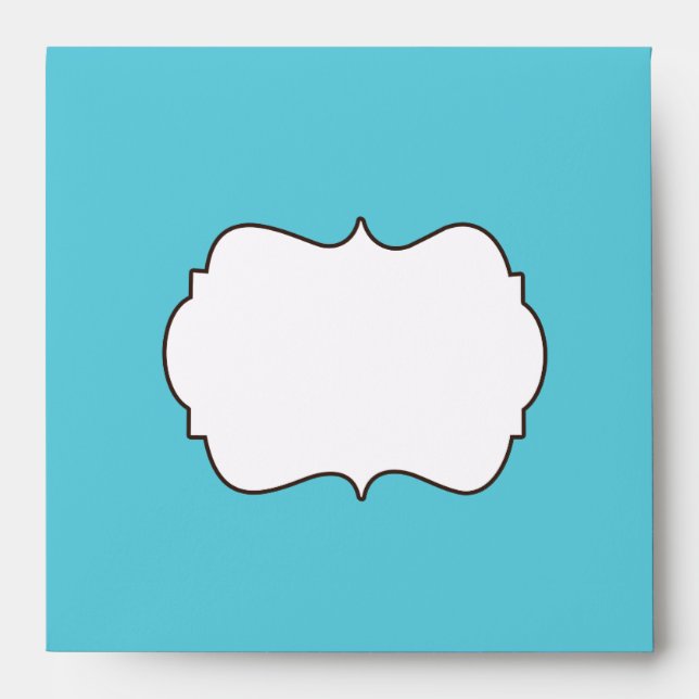 Aqua, Brown et blanc Damask Linen Sq. Enveloppe (Devant)