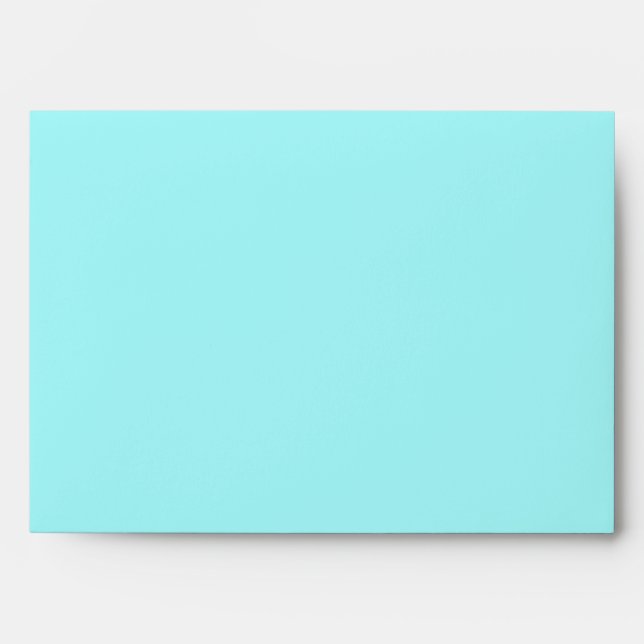 Aqua, Brown, White Floral Damask A7 Envelope (Front)