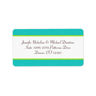 Aqua, Brown, White, Green Address Label