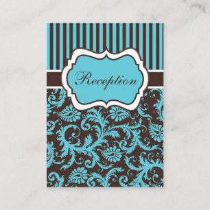 Aqua, Brown, White Striped Damask Enclosure Card