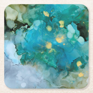 Aqua Brume I Square Paper Coaster