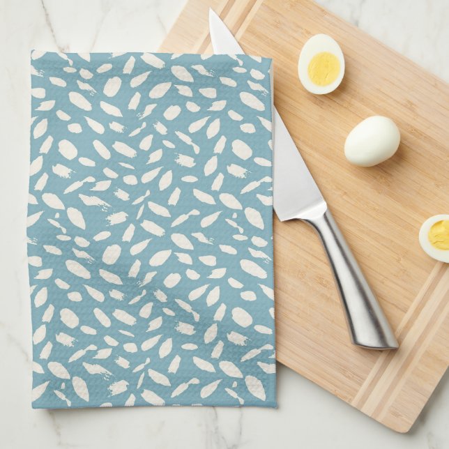Aqua Brushstrokes Pattern Kitchen Towel (Quarter Fold)