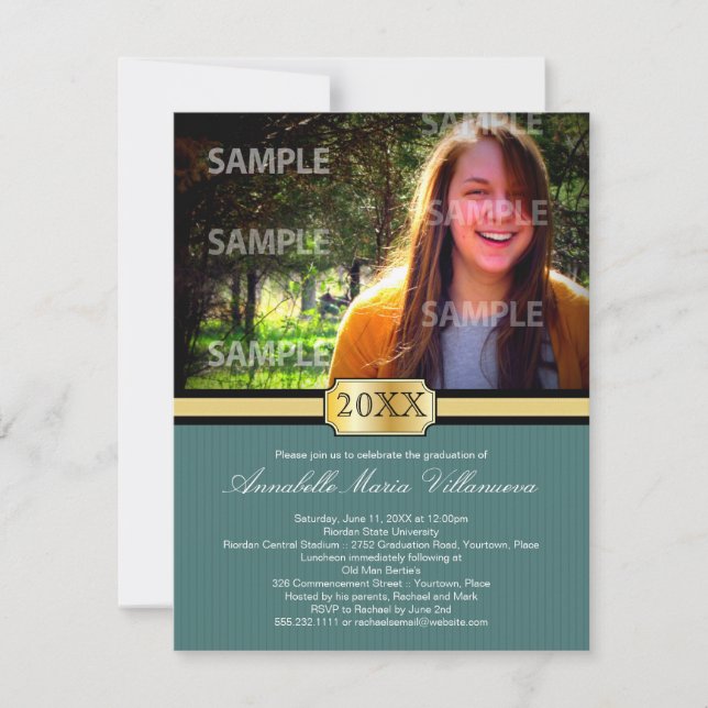 Aqua Buckle Band Graduation Announcement (Front)