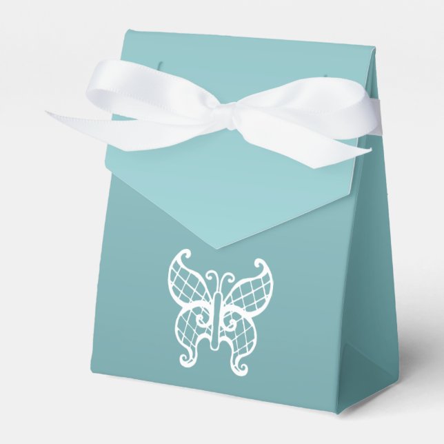 Aqua Butterfly Favour Box (Front Side)