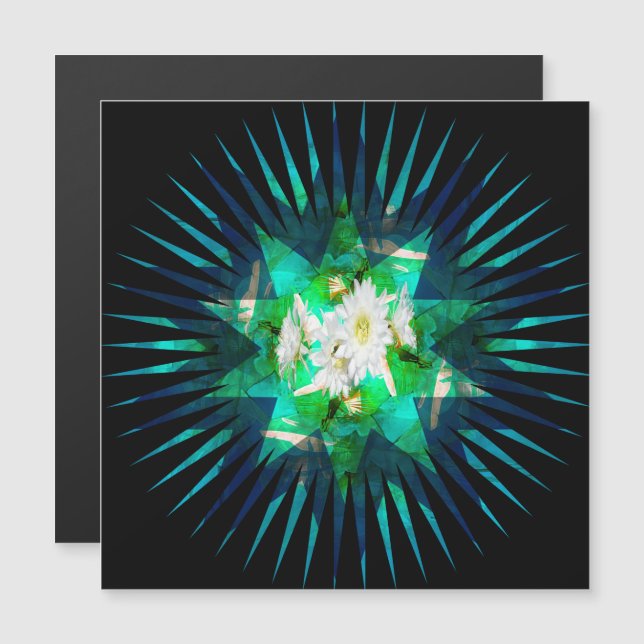 Aqua Cactus Flower Kaleidoscope Effect,  (Front/Back)
