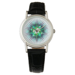 Aqua Cactus Flower Kaleidoscope Effect,  Watch
