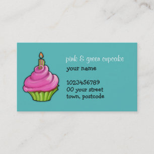 Aqua Carte de visite de Cupcake rose et vert