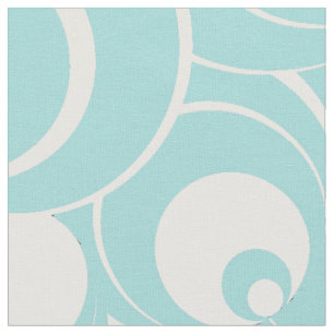 Aqua Cercles bleu et blanc Tissu Abstrait
