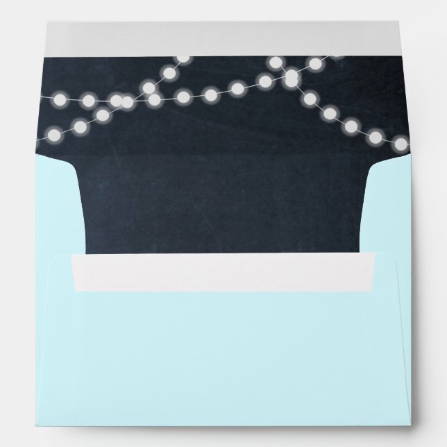Aqua Chalkboard Lights Personalized Envelope (Back (Bottom))