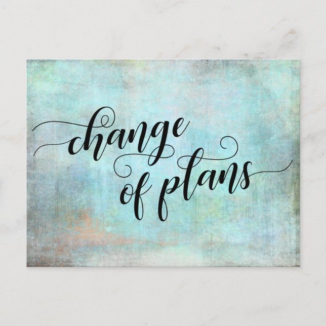 Aqua Change of Plans Postponed Wedding Notice Postcard (Front)
