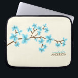 Aqua Cherry Blossoms Tree Laptop Sleeve<br><div class="desc">Personalized laptop sleeve features a beautiful vector illustration of a cherry blossoms or sakura tree. Customize with your name,  monogram,  initials or text of your choice. 
 Mujka</div>