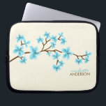 Aqua Cherry Blossoms Tree Laptop Sleeve<br><div class="desc">Personalized laptop sleeve features a beautiful vector illustration of a cherry blossoms or sakura tree. Customize with your name,  monogram,  initials or text of your choice. 
 Mujka</div>