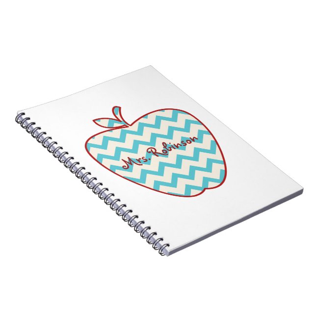 Aqua Chevron Apple Teacher Notebook (Right Side)