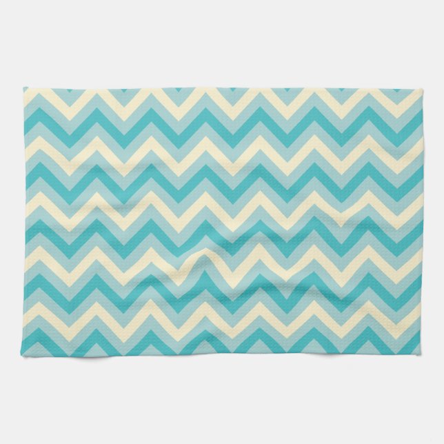 Aqua Chevron Kitchen Towel (Horizontal)
