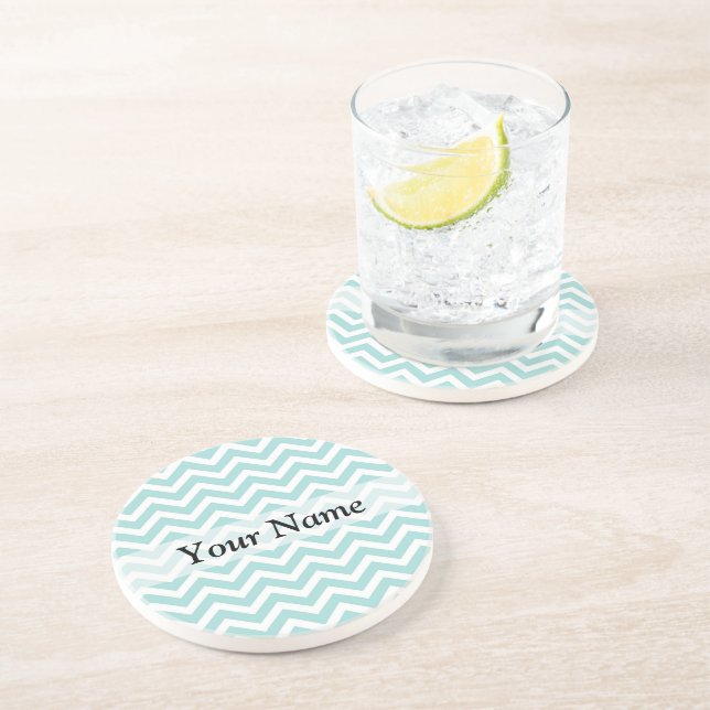 Aqua chevron pattern coaster (Side)