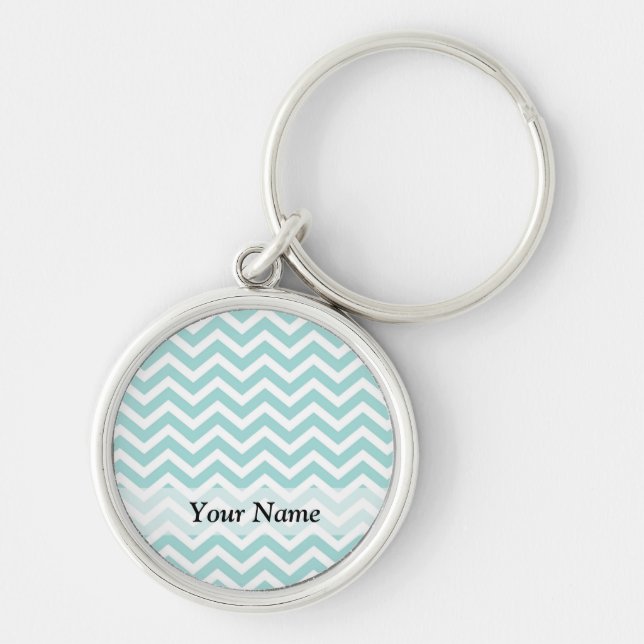 Aqua chevron pattern keychain (Front)