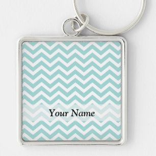 Aqua chevron pattern keychain