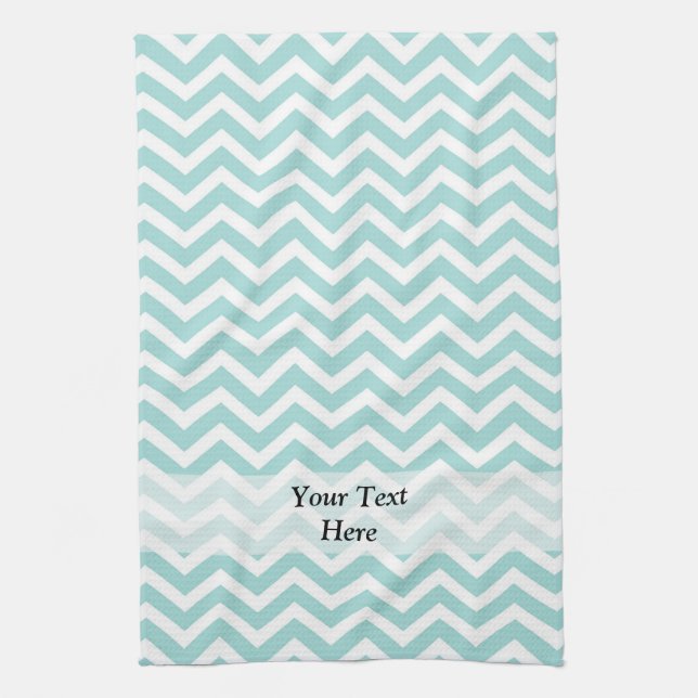 Aqua  chevron pattern kitchen towel (Vertical)