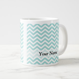 Aqua chevron pattern large coffee mug