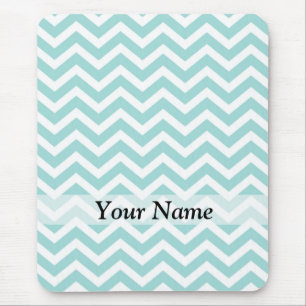 Aqua chevron pattern mouse pad