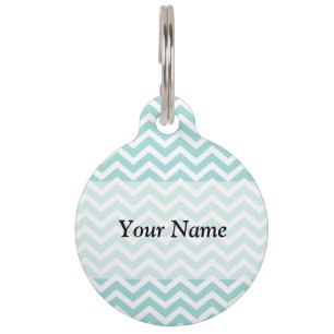 Aqua chevron pattern pet tag