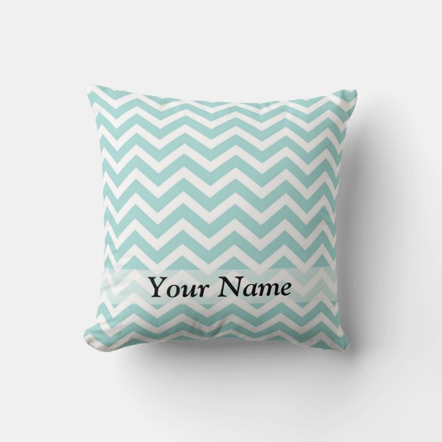 Aqua  chevron pattern throw pillow (Front)